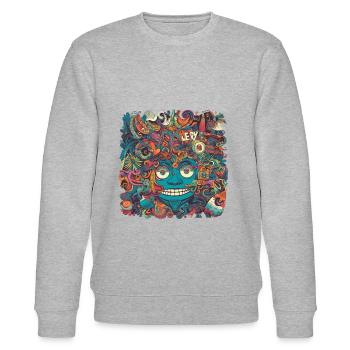 Psychedelische Explosion - Surrealistisches Motiv - Stanley/Stella Unisex Bio-Sweatshirt CHANGER  - Grau meliert - Vorne - Nik (191cm) & Marisol (170cm)