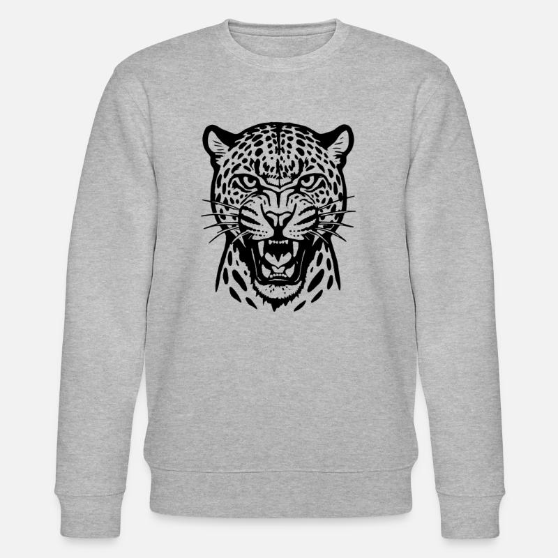 Leopard - Raubkatze, Afrika - Stanley/Stella Unisex Bio-Sweatshirt CHANGER  - Grau meliert