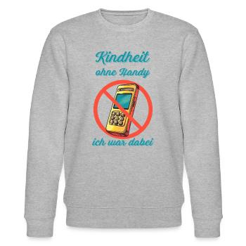 Kindheit ohne Handy, ich war dabei - Stanley/Stella Unisex Bio-Sweatshirt CHANGER  - Grau meliert - Vorne - Nik (191cm) & Marisol (170cm)