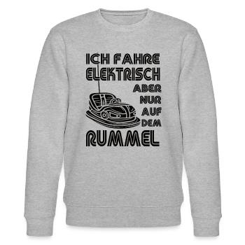 "Ich fahre Elektrisch" Autoscooter - Stanley/Stella Unisex Bio-Sweatshirt CHANGER  - Grau meliert - Vorne - Nik (191cm) & Marisol (170cm)