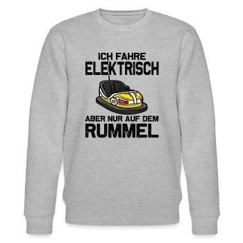 "Ich fahre Elektrisch" Autoscooter - Stanley/Stella Unisex Bio-Sweatshirt CHANGER  - Grau meliert - Vorne - Nik (191cm) & Marisol (170cm)