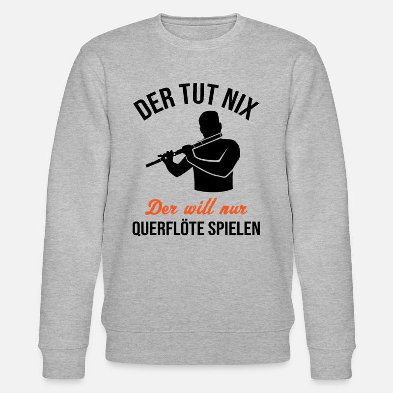 Harmloser Querflötenspieler Witz - Stanley/Stella Unisex Bio-Sweatshirt CHANGER  - Grau meliert