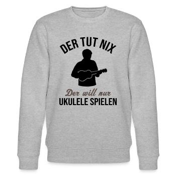 Unschuldig Ukulele Spieler Spaß Geschenk - Stanley/Stella Unisex Bio-Sweatshirt CHANGER  - Grau meliert - Vorne - Nik (191cm) & Marisol (170cm)