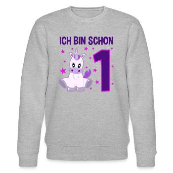Einhorn Wunderland 1. Geburtstag - Stanley/Stella Unisex Bio-Sweatshirt CHANGER  - Grau meliert - Vorne - Nik (191cm) & Marisol (170cm)