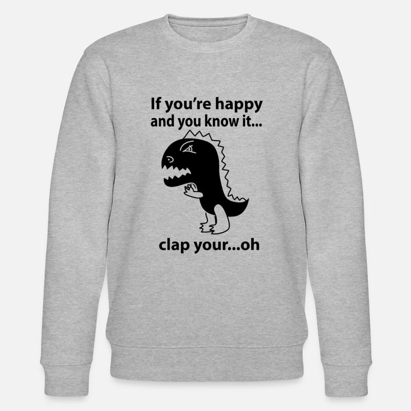 Dino T-Rex Klatschen - Stanley/Stella Unisex Bio-Sweatshirt CHANGER  - Grau meliert