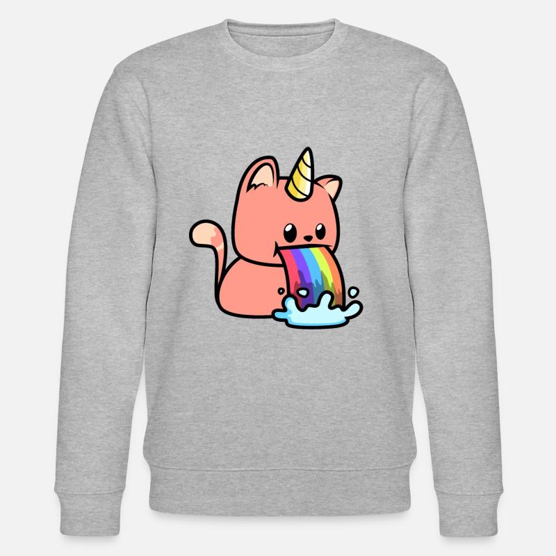 Katzen Regenbogen Einhörner - Stanley/Stella Unisex Bio-Sweatshirt CHANGER  - Grau meliert