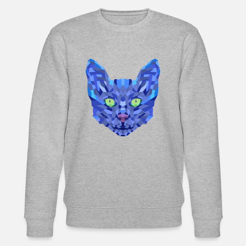 Chat Bleu Polygonal - Sweat bio CHANGER Stanley/Stella Unisexe - gris chiné