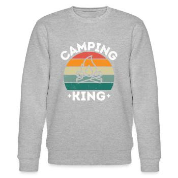 Camping King vintage retro bunt weiss - Stanley/Stella Unisex Bio-Sweatshirt CHANGER  - Grau meliert - Vorne - Nik (191cm) & Marisol (170cm)