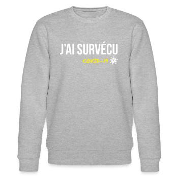 J'ai survécu - Sweat bio CHANGER Stanley/Stella Unisexe - gris chiné - Devant - Nik (191cm) & Marisol (170cm)