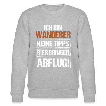 I'm a wanderer - bring beer and take off - Stanley/Stella CHANGER Unisex Organic Sweatshirt - heather grey - Front - Nik (191cm) & Marisol (170cm)