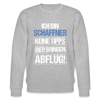 Ich bin Schaffner - Bier bringen und Abflug - Stanley/Stella Unisex Bio-Sweatshirt CHANGER  - Grau meliert - Vorne - Nik (191cm) & Marisol (170cm)