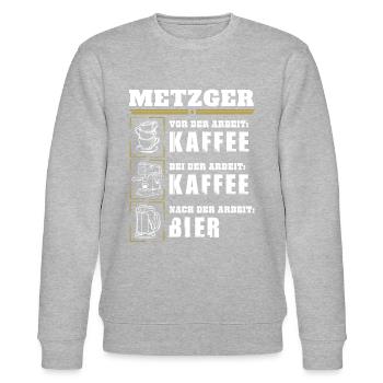 Mein Tagesablauf als Metzger - Stanley/Stella Unisex Bio-Sweatshirt CHANGER  - Grau meliert - Vorne - Nik (191cm) & Marisol (170cm)