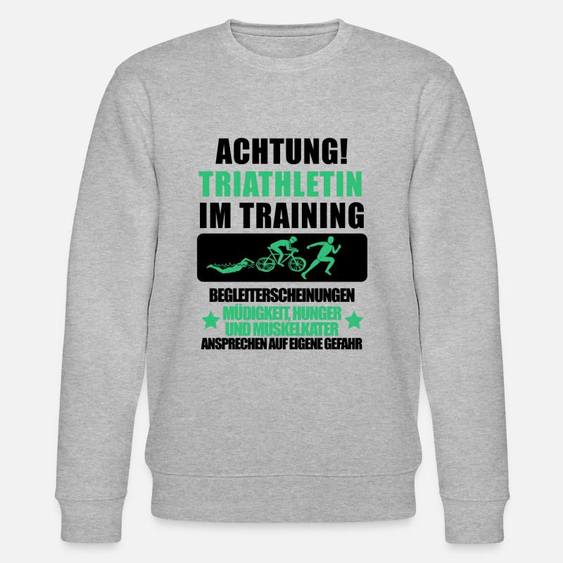Triathletin Geschenk • Triathlet Training Shirt - Stanley/Stella Unisex Bio-Sweatshirt CHANGER - Grau meliert