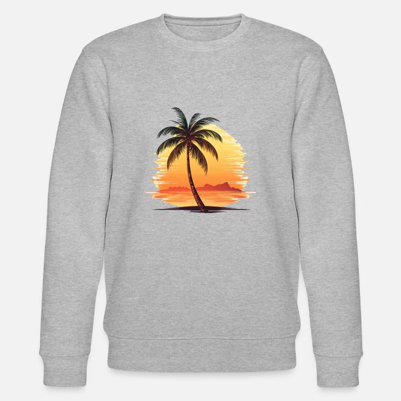 Beau palmier sur la plage avec coucher de soleil - Sweat bio CHANGER Stanley/Stella Unisexe - gris chiné