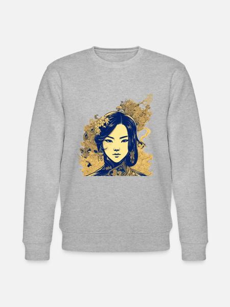 Vietnamese heroine in manga style - Stanley/Stella CHANGER Unisex Organic Sweatshirt - heather grey