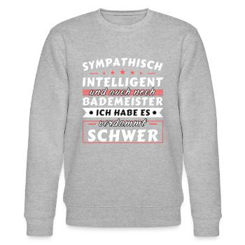 Sympathisch und intelligent - Bademeister Edition - Stanley/Stella Unisex Bio-Sweatshirt CHANGER  - Grau meliert - Vorne - Nik (191cm) & Marisol (170cm)