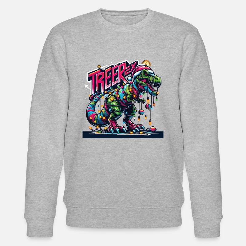 Tree-Rex T-Rex dinosaure roches Noël - Sweat bio CHANGER Stanley/Stella Unisexe - gris chiné