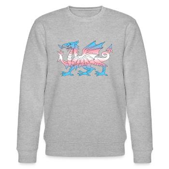 Wales Trans Flagge, Baner Trans Cymru, Transgender - Stanley/Stella Unisex Bio-Sweatshirt CHANGER  - Grau meliert - Vorne - Nik (191cm) & Marisol (170cm)