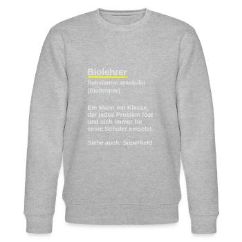 Biolehrer Geschenk Referendar Biologielehrer - Stanley/Stella Unisex Bio-Sweatshirt CHANGER  - Grau meliert - Vorne - Nik (191cm) & Marisol (170cm)