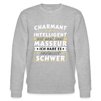 Charmant und intelligent - Masseur Edition - Stanley/Stella Unisex Bio-Sweatshirt CHANGER  - Grau meliert - Vorne - Nik (191cm) & Marisol (170cm)