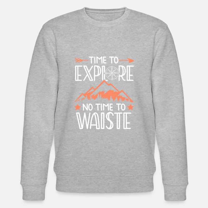 Explore Mountains Saying - Stanley/Stella CHANGER Unisex Organic Sweatshirt - heather grey