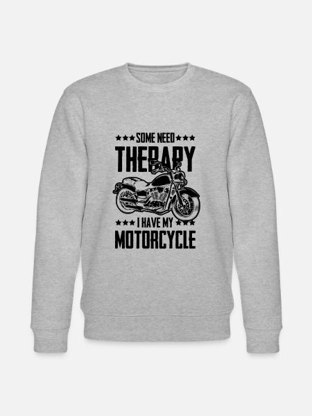 Motorcycle Therapy Funny Saying - Stanley/Stella CHANGER Unisex Organic Sweatshirt - heather grey