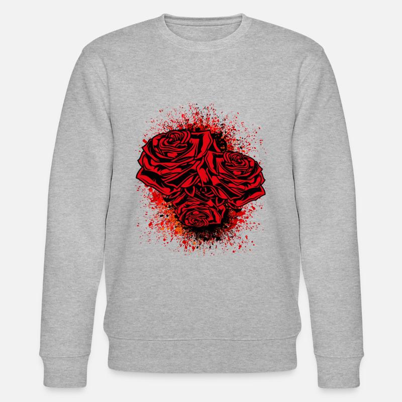 Rose Symbole Illustration Silhouette - Sweat bio CHANGER Stanley/Stella Unisexe - gris chiné
