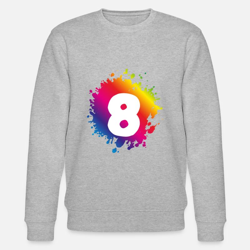 8 Zahl Klecks - Stanley/Stella Unisex Bio-Sweatshirt CHANGER  - Grau meliert