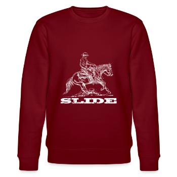 Sliding Stop Western Rider Reining - Stanley/Stella CHANGER Unisex Organic Sweatshirt - burgundy - Front - Nik (191cm) & Marisol (170cm)