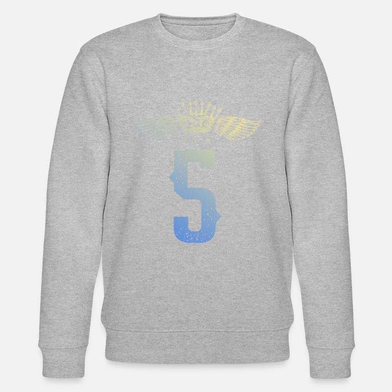 5 Zahl Krone - Stanley/Stella Unisex Bio-Sweatshirt CHANGER  - Grau meliert