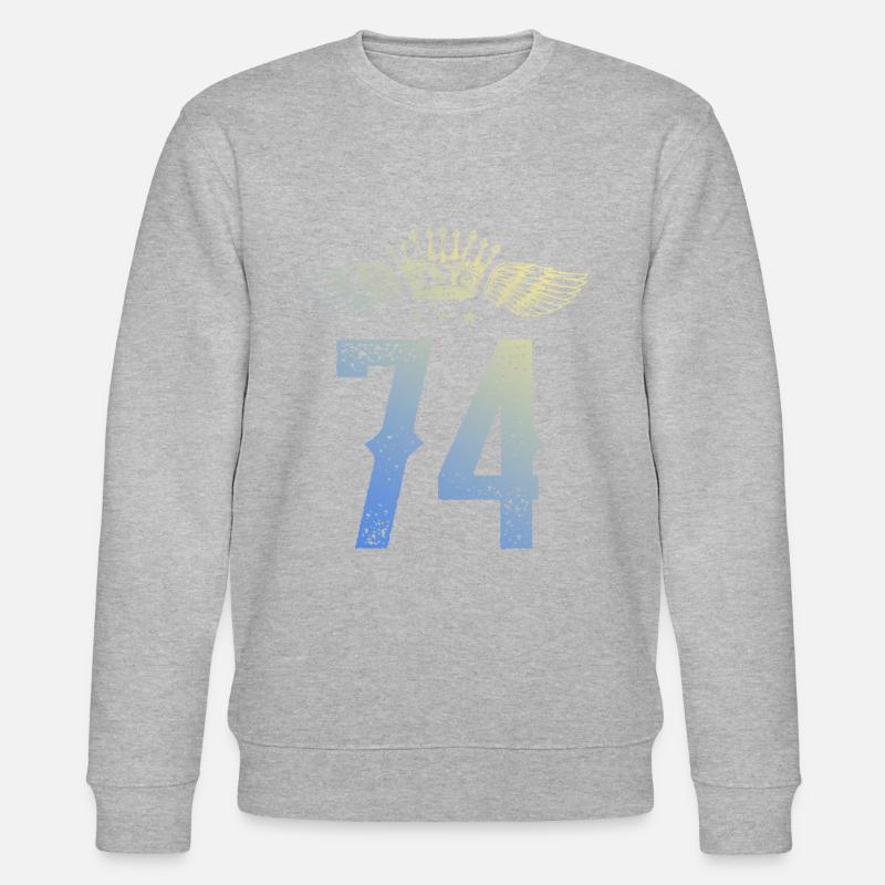 74 Zahl Krone - Stanley/Stella Unisex Bio-Sweatshirt CHANGER  - Grau meliert