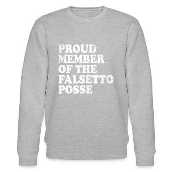Proud Member of the Falsetto Posse - white - Stanley/Stella CHANGER Unisex Organic Sweatshirt - heather grey - Front - Nik (191cm) & Marisol (170cm)
