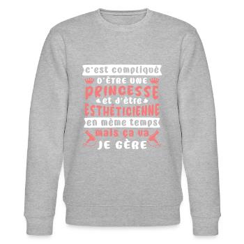 idée cadeau drôle pour une Estheticienne,humour - Sweat bio CHANGER Stanley/Stella Unisexe - gris chiné - Devant - Nik (191cm) & Marisol (170cm)