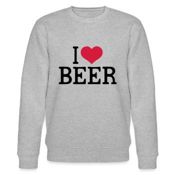 Funny Beer - I love Beer - Stanley/Stella Unisex Bio-Sweatshirt CHANGER  - Grau meliert - Vorne - Nik (191cm) & Marisol (170cm)