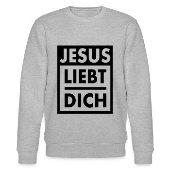 Jesus - Jesus Christus - Gott - Jesus Liebt Dich - Stanley/Stella Unisex Bio-Sweatshirt CHANGER  - Grau meliert - Vorne - Nik (191cm) & Marisol (170cm)