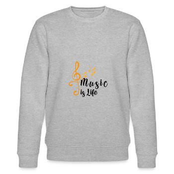 Music is Life - Stanley/Stella Unisex Bio-Sweatshirt CHANGER  - Grau meliert - Vorne - Nik (191cm) & Marisol (170cm)