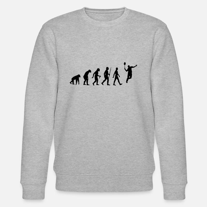 Evolution - badminton, badminton, human, monkey - Stanley/Stella CHANGER Unisex Organic Sweatshirt - heather grey
