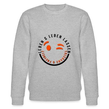 Leben und leben lassen Toleranz und Freiheit - Stanley/Stella Unisex Bio-Sweatshirt CHANGER  - Grau meliert - Vorne - Nik (191cm) & Marisol (170cm)