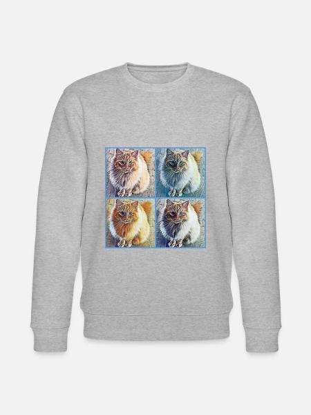 Pop Art Katzen Collage - Stanley/Stella Unisex Bio-Sweatshirt CHANGER - Grau meliert