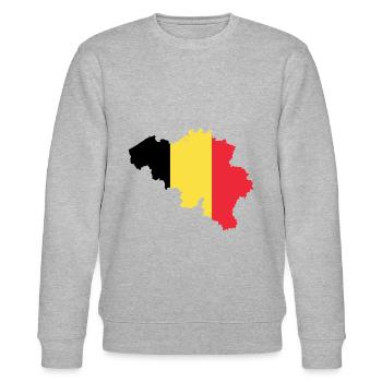 Belgien Belgium Flagge Land Heimat - Stanley/Stella Unisex Bio-Sweatshirt CHANGER  - Grau meliert - Vorne - Nik (191cm) & Marisol (170cm)