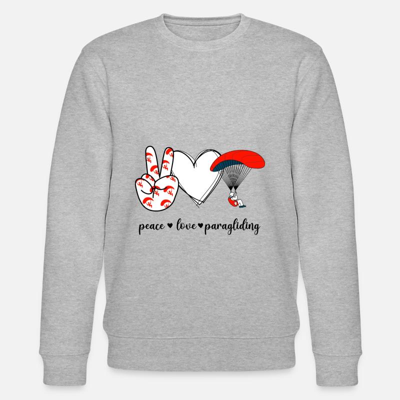 Peace Love Paragliding Paragleiter Fallschirm - Stanley/Stella Unisex Bio-Sweatshirt CHANGER  - Grau meliert