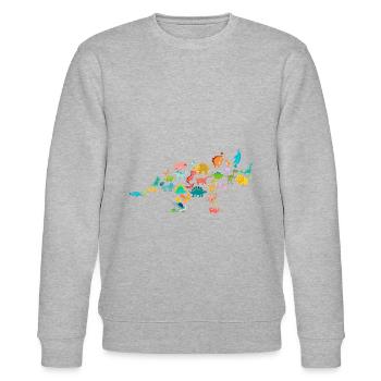 Triceratops Dinosaurier - Stanley/Stella Unisex Bio-Sweatshirt CHANGER  - Grau meliert - Vorne - Nik (191cm) & Marisol (170cm)