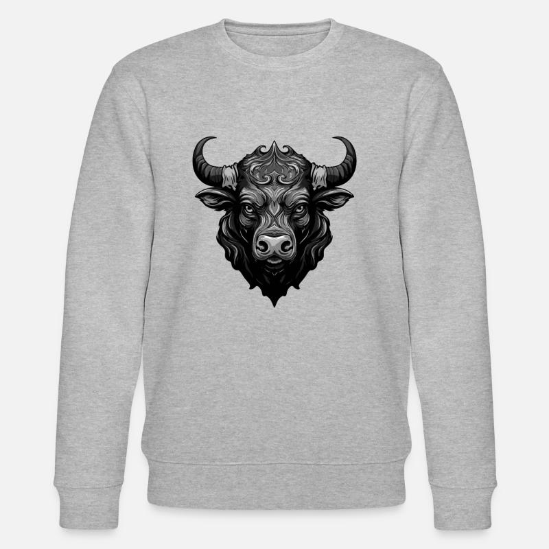 Bulle Tier Kopf Taurus - Stanley/Stella Unisex Bio-Sweatshirt CHANGER  - Grau meliert