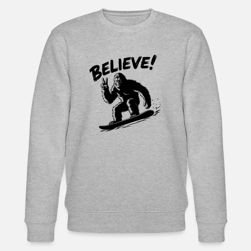 Sasquatch Bigfoot Snowboard Snowboarder - Sweat bio CHANGER Stanley/Stella Unisexe - gris chiné