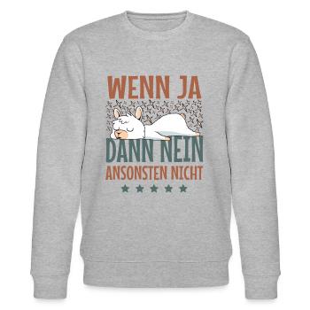 Süßes Lama Lustige Sprüche Langschläfer Faulenzer - Stanley/Stella Unisex Bio-Sweatshirt CHANGER  - Grau meliert - Vorne - Nik (191cm) & Marisol (170cm)