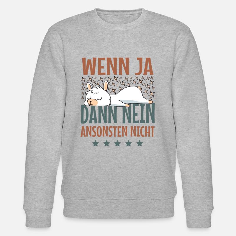 Süßes Lama Lustige Sprüche Langschläfer Faulenzer - Stanley/Stella Unisex Bio-Sweatshirt CHANGER  - Grau meliert
