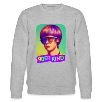 90er Jahre Kind 90s Retro Party - Stanley/Stella Unisex Bio-Sweatshirt CHANGER  - Grau meliert - Vorne - Nik (191cm) & Marisol (170cm)