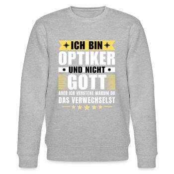 Ich bin Optiker und nicht Gott - Stanley/Stella Unisex Bio-Sweatshirt CHANGER  - Grau meliert - Vorne - Nik (191cm) & Marisol (170cm)