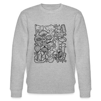 Vietnam Doodles Asien Hanoi Saigon Pho Banh Mi - Stanley/Stella Unisex Bio-Sweatshirt CHANGER  - Grau meliert - Vorne - Nik (191cm) & Marisol (170cm)