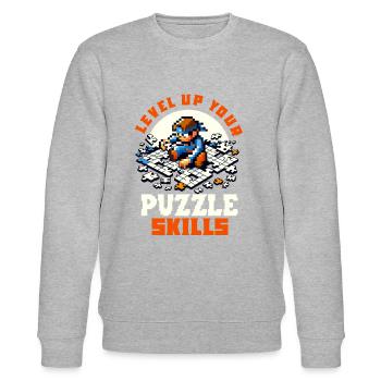 Puzzle Lover Jigzaw Puzzle Board Game Puzzler - Stanley/Stella CHANGER Unisex Organic Sweatshirt - heather grey - Front - Nik (191cm) & Marisol (170cm)
